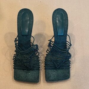 Bottega Veneta Forest Green Strappy Heels